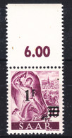 Saar Sarre 1947 Error (Aufdruckfehler) Mi#228 II Pf I, Mint Never Hinged - Unused Stamps
