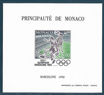 Monaco. Jeux Olympiques De Barcelone Bloc N°18a** Du Timbre N°1812(Jeux Olympique, Football) Cote 200€ - Nuevos