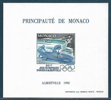 Monaco  Bloc 17a** Non Dentelé, J.O D'Albertville, Bobsleigh à Deux. Cote 200€ - Invierno