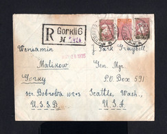 16718-RUSSIA-.REGISTERED SOVIETIC COVER GORKY To SEATLE (usa) 1935.WWII.Russland.RUSSIE. - Covers & Documents