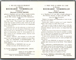 Bidprentje Harelbeke - Verhelle Richard (1901-1962) - Images Religieuses