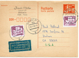 60634 - DDR - 1986 - 25Pfg Kl Bauten GAKte M ZusFr Per Luftpost DOEBELN -> Ventura, CA (USA) - Cartas & Documentos