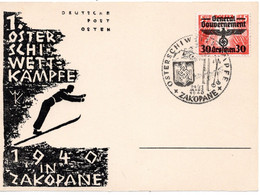 60639 - Deutschland / Generalgouvernement - 1940 - 30gr Aufdruck EF A Kte M SoStpl ZAKOPANE - OSTERSCHIWETTKAEMPFE - Skisport