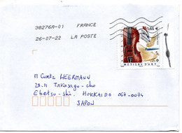 60649 - Frankreich - 2022 - €1,65 Geige EF A Bf 38276A -> Japan - Musique