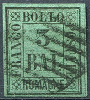 Z3365 ASI ROMAGNE 1859 Cifra, 3 Bai., Sassone 4, Usato, 1a Scelta, Valore Catalogo € 650, Buone Condizioni - Romagna