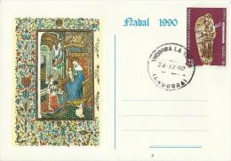 ANDORRA 1990 - RARITY -F D ISSUE  LETTER GRAMME STATIONARY CHRISTMAS  INLAID GOLD IN DESIGN (darker Parts Of Design) ISS - Vegueria Episcopal