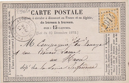 29468# ASSOCIATION PEU COURANTE CERES CARTE PRECURSEUR Obl GC 2914 POISSY SEINE ET OISE 1876 T18 LE HAVRE SEINE MARITIME - Cartes Précurseurs