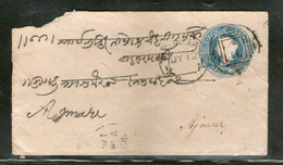 India QV ½An Blue Psenv With Bombay 1 Duplex Canc. To Ajmere Also Railway Canc. # 77 - Briefe