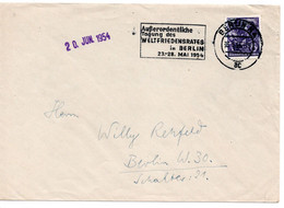 60652 - DDR - 1954 - 6Pfg Fuenfjahrplan EF A OrtsDrucksBf BERLIN - AUSSERORDENTLICHE TAGUNG DES WELTFRIEDENSRATES ... - Storia Postale