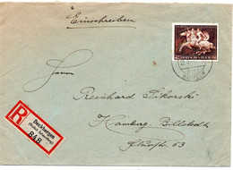 60657 - Deutsches Reich - 1941 - 42Pfg Braunes Band '41 EF A R-Bf DECKBERGEN -> HAMBURG - Hippisme