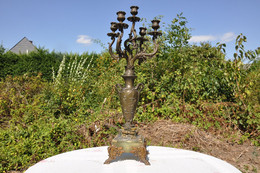 Candelabre En Bronze Et Onyx 5 Branches - Chandeliers, Candelabras & Candleholders