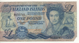 FALKLAND ISLANDS  1  Pounds P13  Dated 1.10. 1984  ( Queen Elizabeth II - Governor's House, Cathedral In Stanley) - Isole Falkland