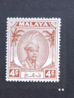 (TI) (MAL-PAH-50-1)(CZ) Malaya Pahang 1950-6 Sultan Sir Abu Bakar 4c Marron (Brown) ** Malaisie Malaysia - Pahang