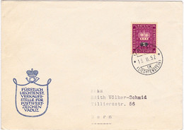 Liechtenstein 1952: REGIERUNGS-DIENSTSACHE (5) Zu D 36 Mi 35 Yv TS 35 Mit Stempel VADUZ 18.II.52 (Zu CHF 1.50) - Dienstzegels