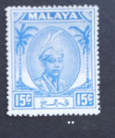 (TI) (MAL-PAH-50-1)(CZ) Malaya Pahang 1950-6 Sultan Sir Abu Bakar 15c ** Ultramarine Malaisie Malaysia - Pahang