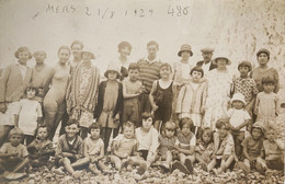 Mers Les Bains - Carte Photo - Groupe Famille Sur La Plage - Baigneurs Baigneuses - 1929 - Mers Les Bains