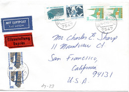 60674 - Bund - 1993 - 2@350Pfg SWK (1x Mgl) MiF A LpEilBf WILDBAD IM SCHWARZWALD -> San Francisco, CA (USA) - Lettres & Documents