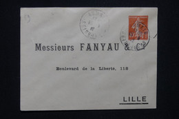 FRANCE - Entier Postal Semeuse ( Enveloppe ) Avec Repiquage Commerciale, De Aumale Pour Lille En 1912 - L 129950 - Enveloppes Repiquages (avant 1995)