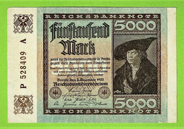 ALLEMAGNE / 5000 MARK / REICHSBANKNOTE / 02 - 12 - 1922 / PRESQUE NEUF - 5.000 Mark