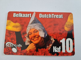 CURACAO NAF 10,- BELKAART DUTCH TREAT  SCARLET ( Diff Backside)   EZ TALK     ** 10808** - Antilles (Neérlandaises)