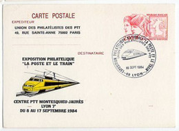 CP La Poste Et Le Train, Centre PTT Montesquieu-Jaurès Lyon 7eme, 16 Septembre 1984 (SNCF) - Matériel