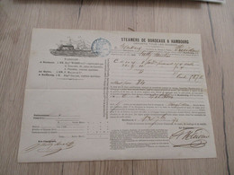 Connaissement Worms Buchel Steamers De Bordeaux à Hambourg 1874 - Transporte