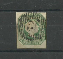 Portugal. 1855/6. # 8,D Pedro,cabelos Lisos.50rs Verde Amarelo Boas Margens,usado. Lt 462 - Oblitérés