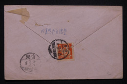 CHINE - Affranchissement Au Verso D'une Enveloppe En 1957 - L 129988 - Cartas & Documentos