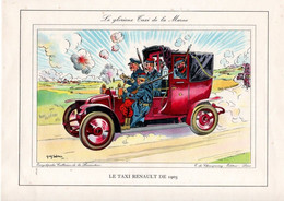 Chromo Issu De L'encyclopédie Calberson De La Locomotion, Dessin De Guy Sabran. Le Taxi Renault De 1905. - Non Classificati