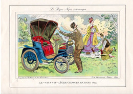 Chromo Issu De L'encyclopédie Calberson De La Locomotion, Dessin De Guy Sabran. "Vis-A-Vis" Léger Georges Richard 1893. - Non Classificati