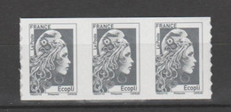FRANCE / 2022 / Y&T N° AA 1597A ** : Marianne D'YZ Philaposte (adhésif De Feuille) TVP Ecopli X 3 En Bande - Unused Stamps