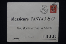 FRANCE - Entier Postal Semeuse ( Enveloppe Avec Repiquage Commercial De Lille) De Cholet Pour Lille En 1914 - L 130013 - Umschläge Mit Aufdruck (vor 1995)
