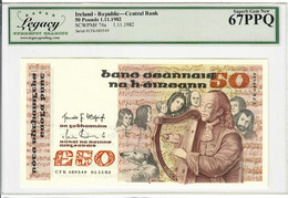 Ireland 50 Pounds 1982 Gem UNC Legacy Graded 67 PPQ - Irlanda