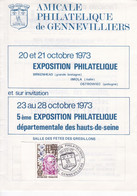 Plaquette De L'Amicale Philat. De Gennevilliers De L'Expo D'Octobre 1973 Cachet Timbre Pasteur+vignettes Institut - Other & Unclassified