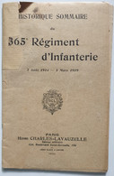 Historique Du 365e Régiment D'infanterie , * Livre 022 - France