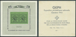 1943 SVIZZERA FOGLIETTO ESPOSIZIONE FILATELICA GEPH MH * - F1 - Blocks & Sheetlets & Panes