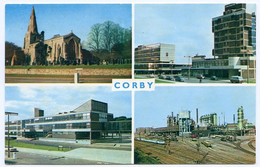 CORBY : MULTIVIEW - STEWARTS & LLOYDS STEELWORKS, CIVIC CENTRE, THE STRATHCLYDE HOTEL, THE PARISH CHURCH - Northamptonshire