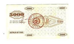 *bosnia-novcani 5000 Dinara 1992  Zenica   9h - Bosnia Erzegovina