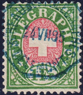 Heimat Ju Delemont 1885-07-24 Blau Auf Telegraphen-Marke 1 Fr.. Zu#17 - Telegraafzegels