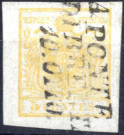 O 1850, 5 Cent. Giallo Ocra I°tipo, Annullato Ponte Di Brenta 10 OTTO, Splendido, Certificato Weißenbichler, Sass. 1 / 2 - Lombardo-Vénétie