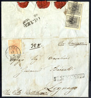 Cover 1850, Raccomandata Da Verona 15.8.1851 Per Legnago Affrancata Con 15 Cent. Rosa Sul Fronte E Coppia 10 Cent. Nero  - Lombardo-Venetien