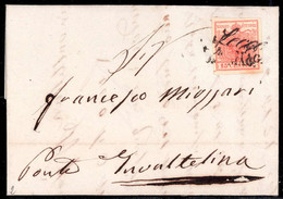 Cover 1850, 15 Cent. Rosso Su Lettera Da Lecco (Sass. 3 - ANK 3HI) - Lombardo-Vénétie