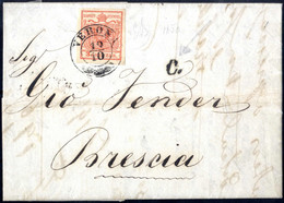 Cover 1850, Lettera Affrancata Con Francobollo Austriaco 3 Kreuzer Usata A Verona 19.10., Annullo Accessorio C., ANK 3 / - Lombardo-Vénétie