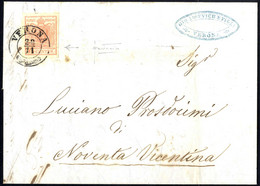Cover 1850, "Pieghe Di Carta", 15 Cent. Rosa, Su Lettera Da Verona 28.11.1851 Per Noventa Vicentina, Lusso, Firm. Sottor - Lombardo-Venetien