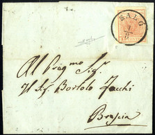 Cover 1850, 15 Cent., Secondo Tipo, Su Lettera Da Salò (Sass. 5 - ANK 3HIIb) - Lombardo-Vénétie