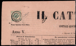 Cover 1853, 2 Kr. Verde Grigio Su Testata Di Giornale, Firmato Sorani, (Sass. 1 ANK 1) - Lombardo-Venetien