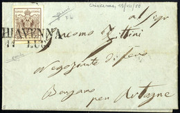 Cover "CHIAVENNA  / 11 LUG.", Annullo SD Su 30 Cent. Bruno, Prima Tiratura Su Lettera Per Artogne, Firm. Sorani (Sass. 7 - Lombardo-Vénétie