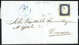 Cover "LESMO", Lettera Del 18.10.1862 Da Lesmo Per Novara, Affrancata Con 20 C. Indaco Dent. 11 1/2, Annullo Azzurro "LE - Lombardo-Vénétie