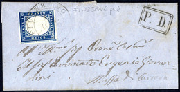 Cover "FIVIZZANO 8 / AGO / 1860", Annullo Doppio Cerchio Su 20 Cent. Sardegna Su Lettera Per Massa Carrara, Annullo "P.  - Modène