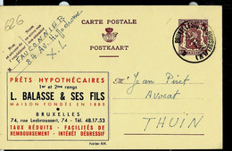 Publibel Obl. N° 626 ( Prêts Hypothécaires - L. Balasse & Ses Fils) Obl. BXL 1946 - Werbepostkarten